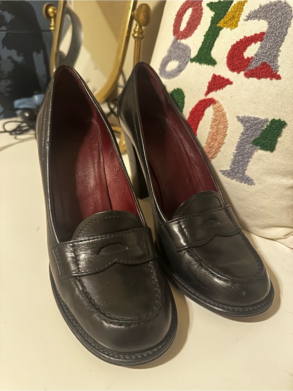 Vintage Prada Black Leather Loafer Pump